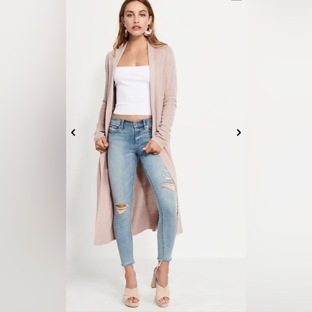 Dynamite Dusty Pink Long Sleeve Knit Open Front Maxi Cardigan